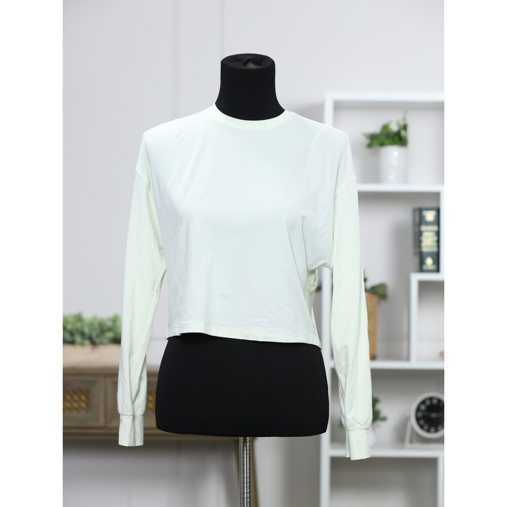Lululemon Swiftly Tech Cropped Long Sleeve Shirt 2.0 Pale Yellow 4 Running Yoga